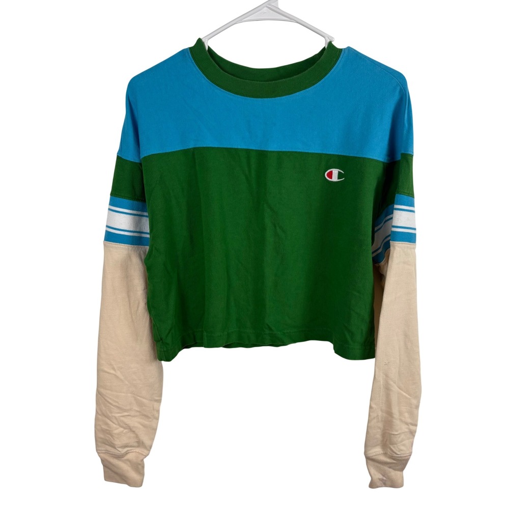 Champion Cropped Long Sleeve Shirt Women's S Sporty 90s Streetwear Skater Indie